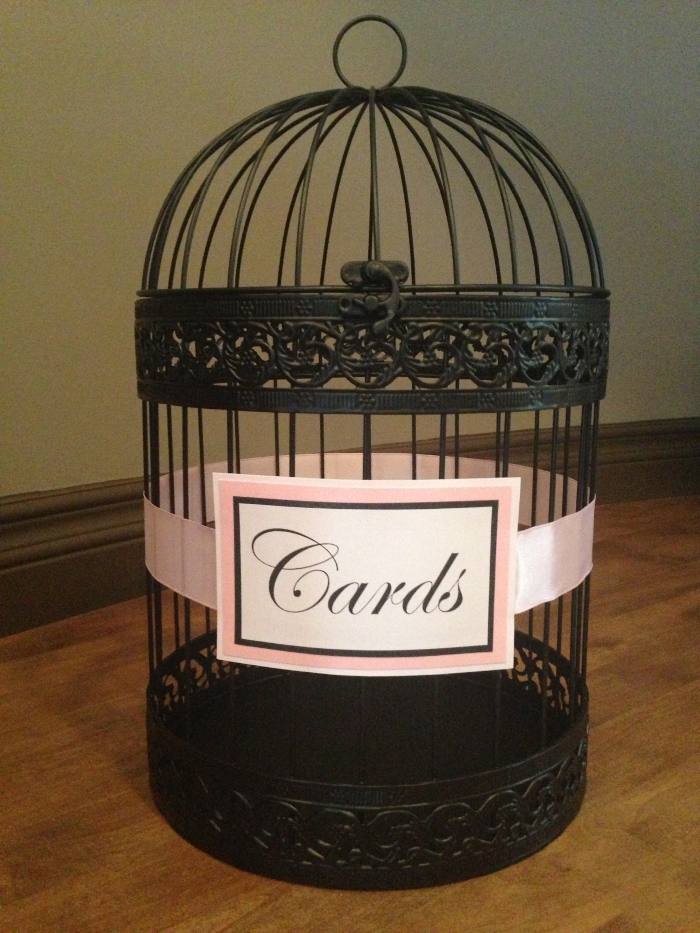 Large Black Bird Cage - Baby/Light Pink, White, Black Detail $90