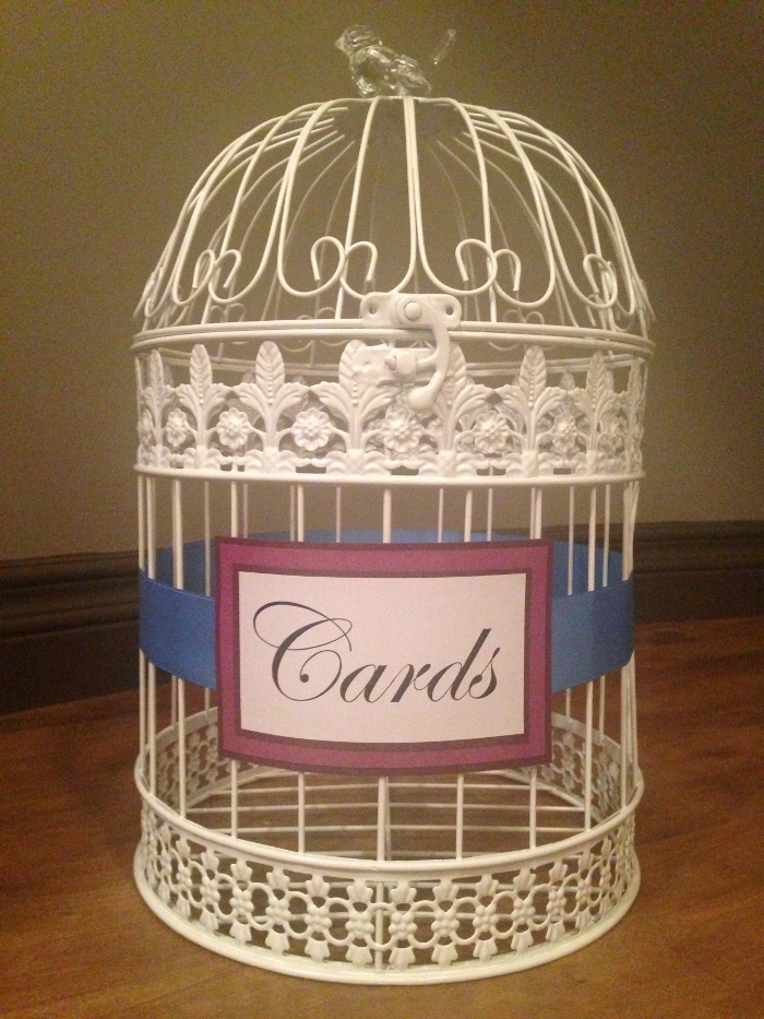 Large White Bird Cage - Purple & Blue Detail $90