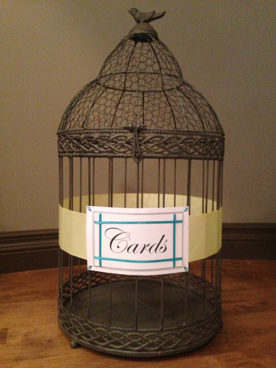 Extra Large Dark Grey Bird Cage - Light Yellow, White, Silver, and Teal Detail $120