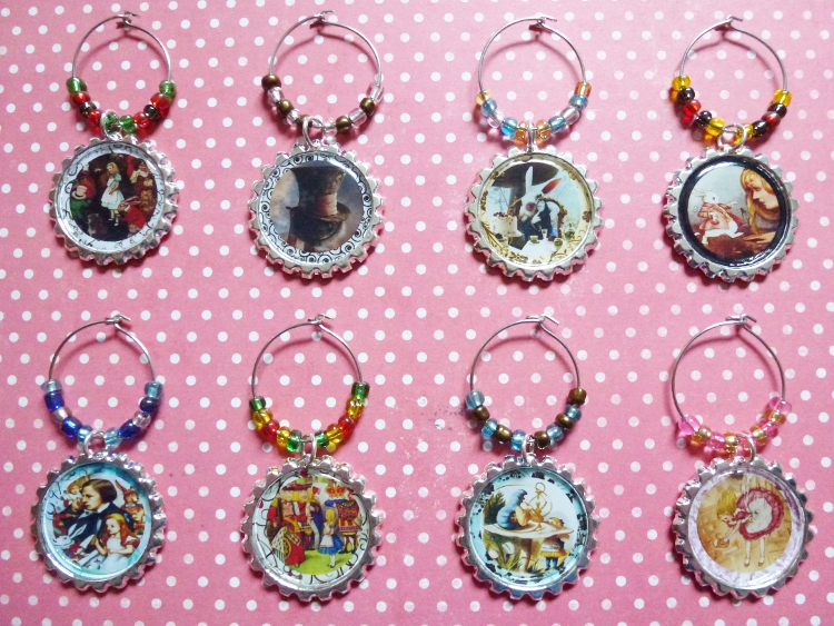 Alice in Wonderland Wine Charms Set 4