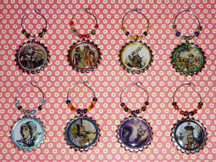 Alice in Wonderland Wine Charms Set 2