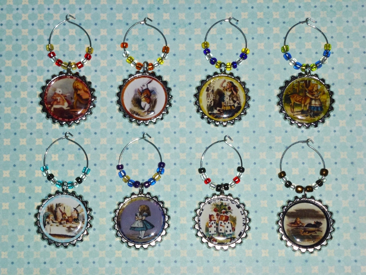 Alice in Wonderland Wine Charms Set 3