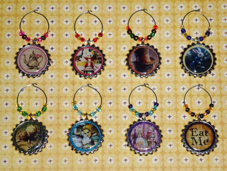 Alice in Wonderland Wine Charms Set 1