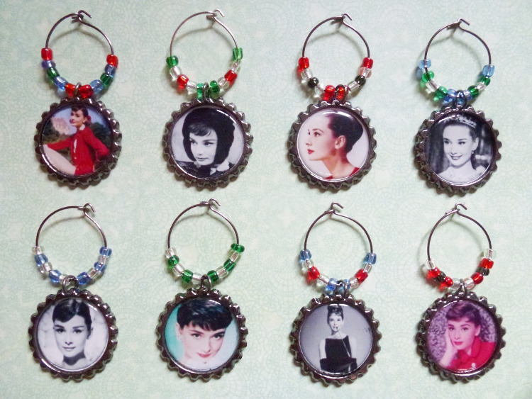 Audrey Hepburn Wine Charm Set 2