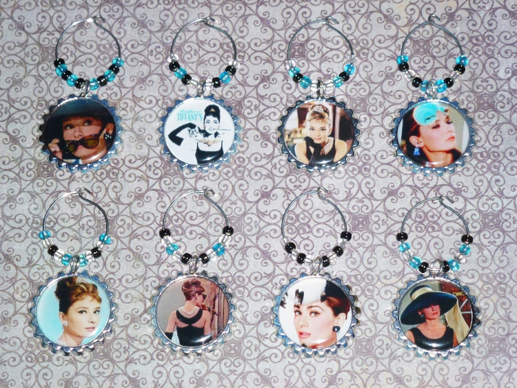 Audrey Hepburn Wine Charm Set 4