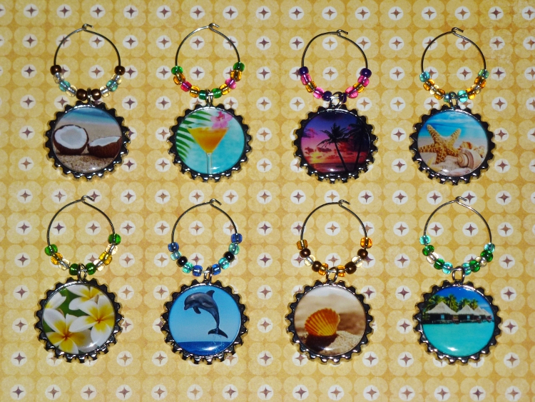 Beach Theme Wine Charms