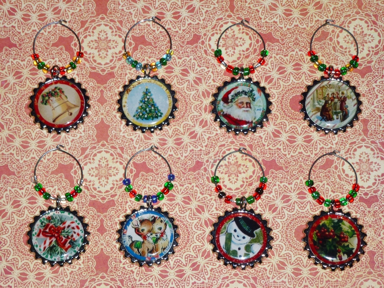 Christmas Wine Charms Set 2