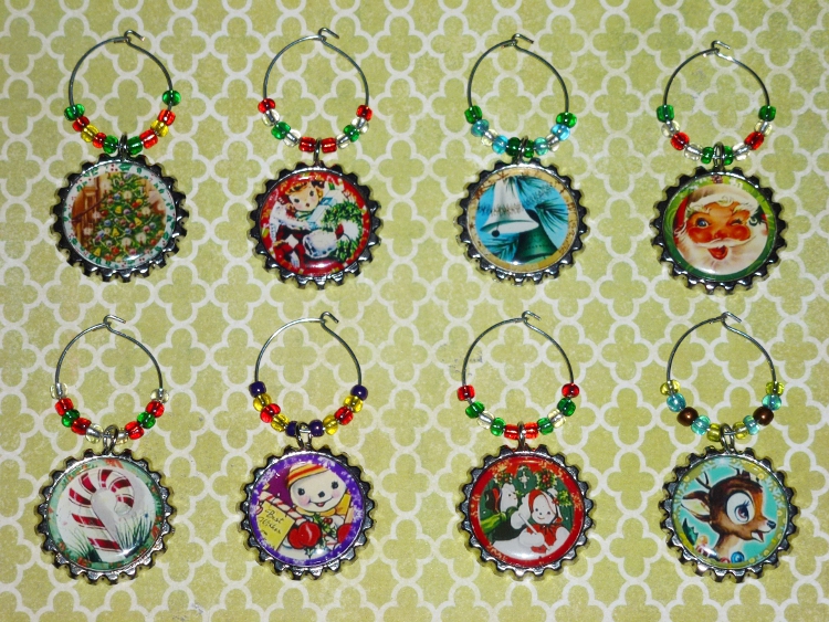 Christmas Wine Charms Set 1