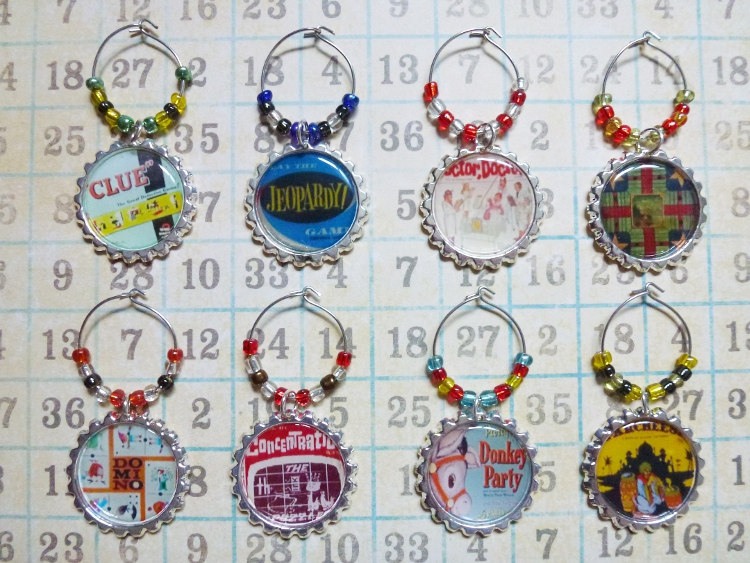 Classic Board Games Wine Charms Set 2