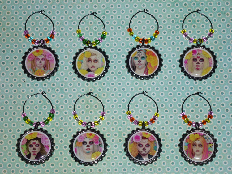 Day of the Dead Wine Charm Set 2