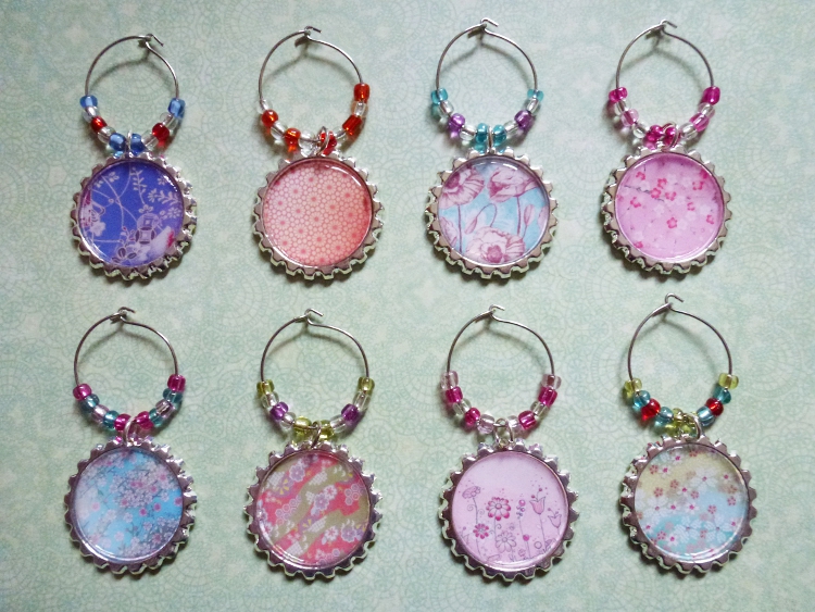 Japanese Paper Patterns Wine Charms Set 1