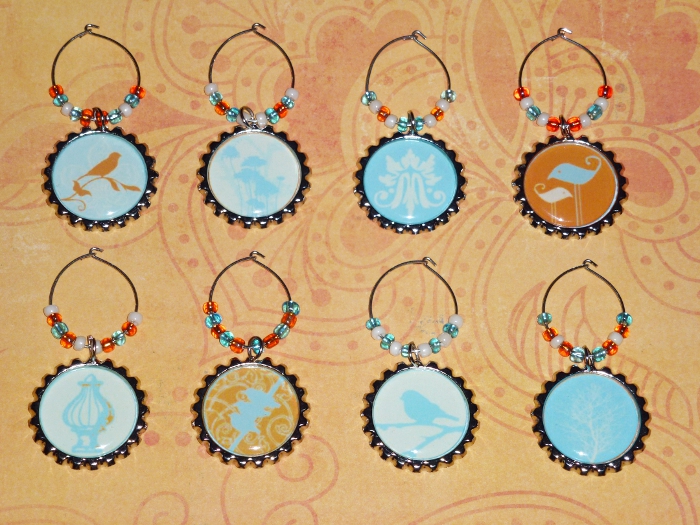 Zen-Theme Wine Charms Set 1 (Orange, Turquoise, Ivory)