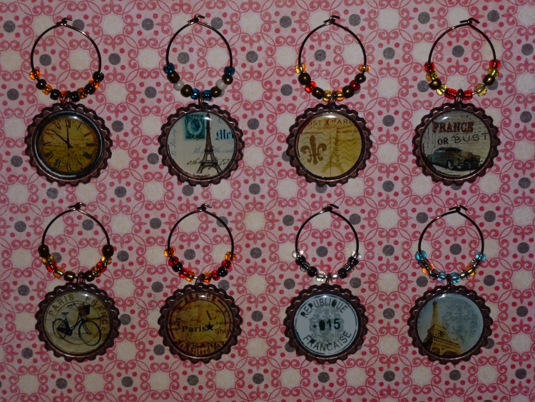 Vintage Paris Theme Wine Charms