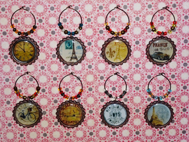 Vintage Paris-Theme Wine Charms