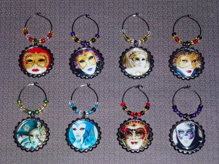 Venetian Masks Wine Charm Set 1