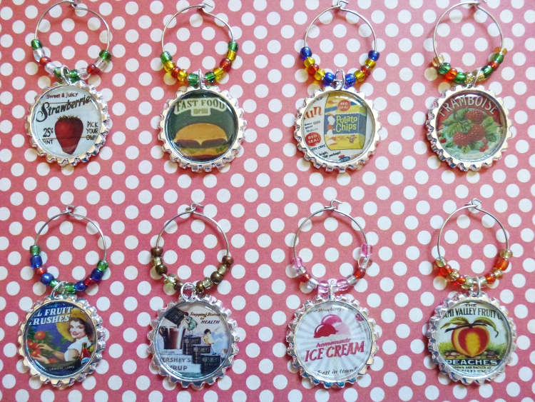 Vintage Food Wine Charms Set 1