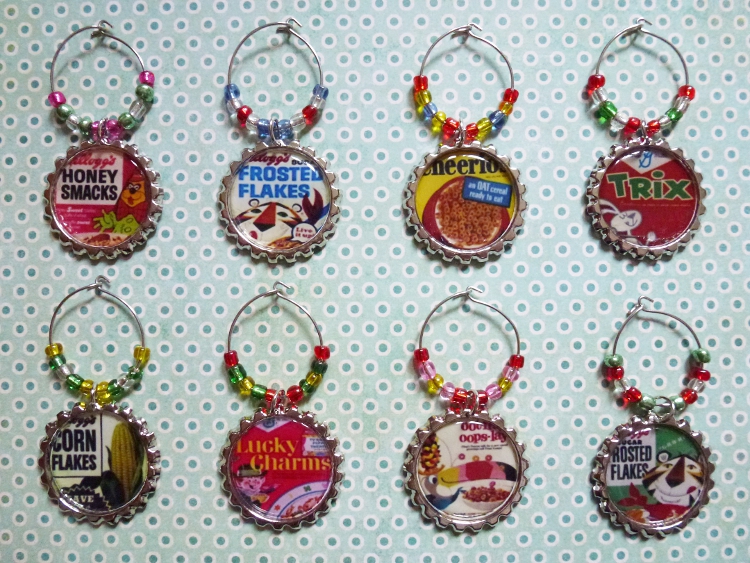 Vintage Food Wine Charms Set 3